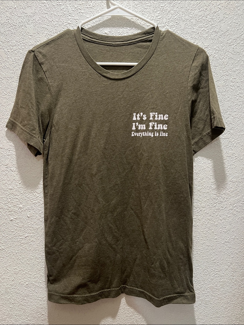 Olive Green Graphic Tee "It's Fine I'm Fine"